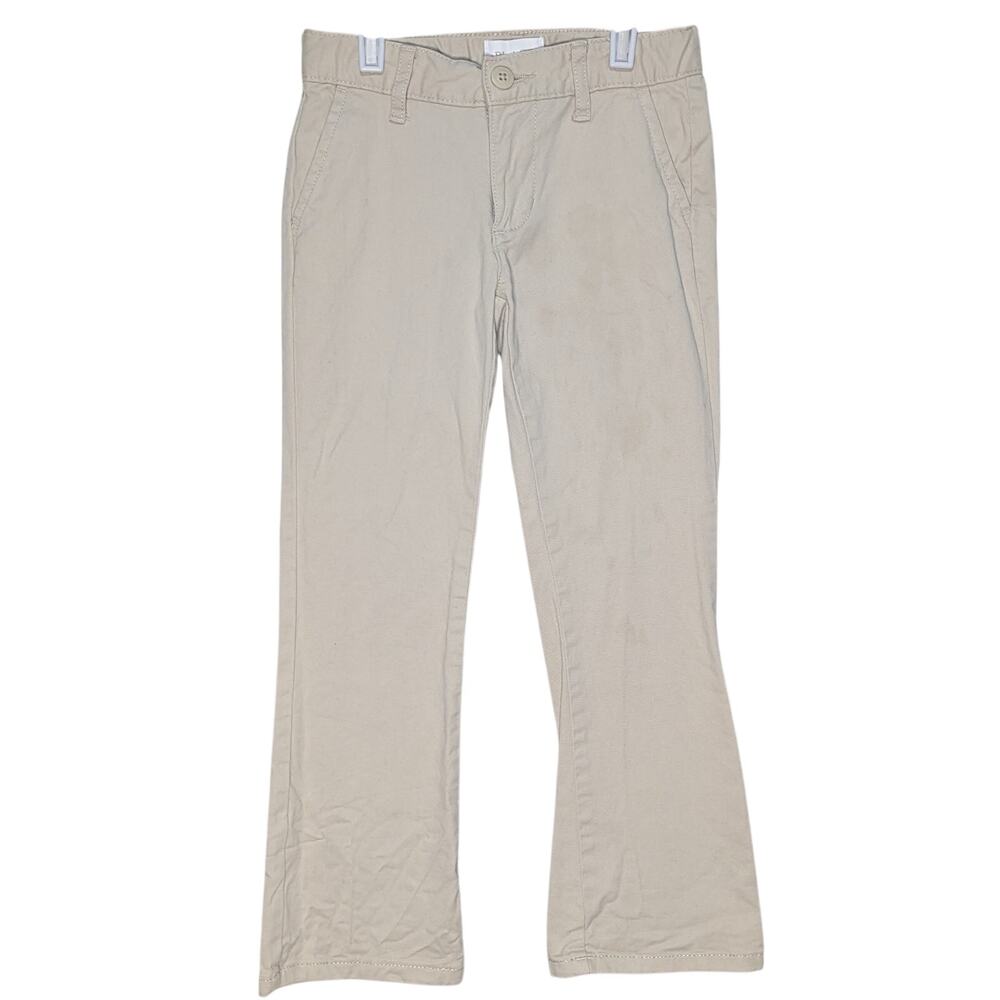 Children's Place Khaki Girls Uniform Flat Front 2-Pocket Flare Pants Size 6